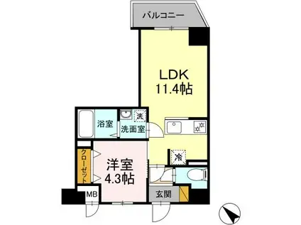 D-ROOM NOBUTO(1LDK/8階)の間取り写真