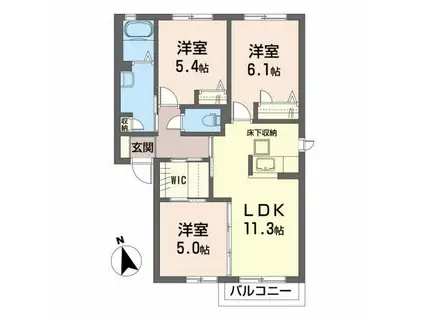 カメリアガーデン・A(3LDK/1階)の間取り写真
