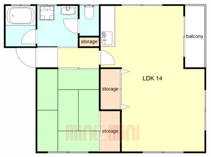 ハイムオークラ(1LDK/2階)の間取り写真