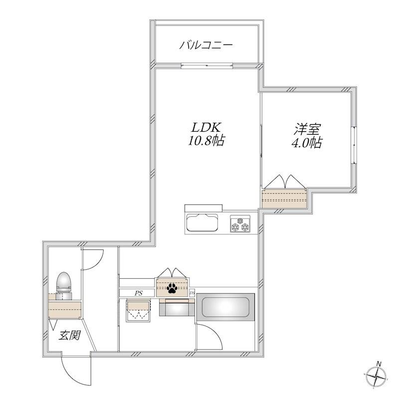 FOREST MONZENCHO イースト(1LDK/2階)の間取り写真