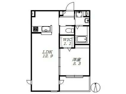 パークサイド北浦和(1LDK/3階)の間取り写真