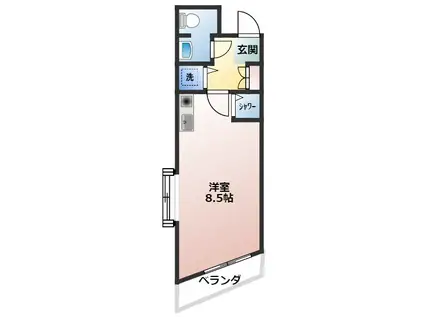 LA VRAI VORGUE(ワンルーム/2階)の間取り写真