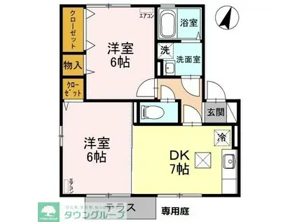 エスペランサ(2DK/2階)の間取り写真