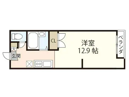 カーサ蟹原(1DK/1階)の間取り写真