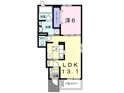 ニルマーネル高宮II(1LDK/1階)の間取り写真