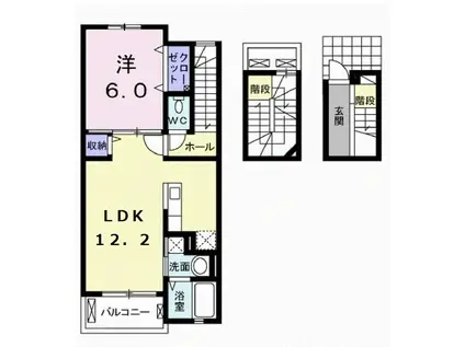 ディオース三島(1LDK/3階)の間取り写真