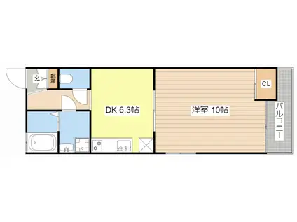 シャトー・ル・ラック(1DK/4階)の間取り写真