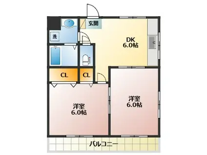 フラワーパーク(2DK/4階)の間取り写真