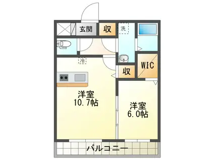 クレヨンハイツII(1LDK/1階)の間取り写真