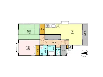 レイニオンミトミ(2LDK/2階)の間取り写真