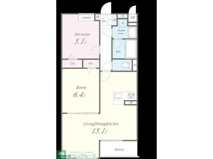 VOITURE MH(1SLDK/2階)の間取り写真