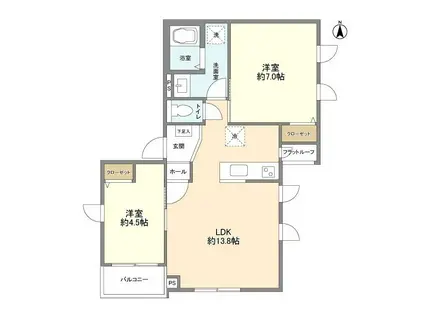 PEABODY HOMES NAKANOSAKAUE(2LDK/2階)の間取り写真