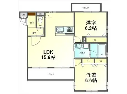 RESPECT(2LDK/1階)の間取り写真