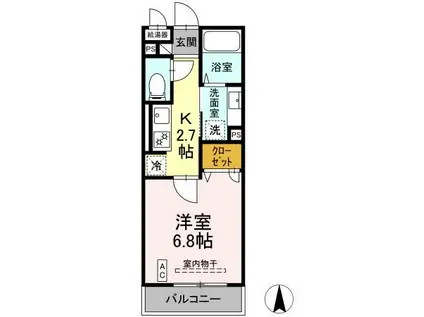 サンビレッジ中央(1K/3階)の間取り写真