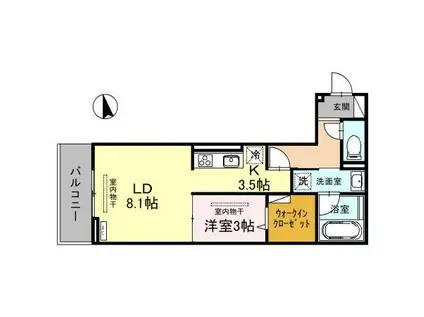 D-BLANC(1LDK/2階)の間取り写真