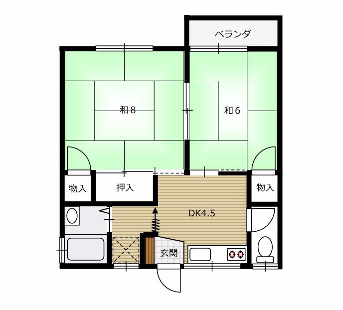 サクラコーポパーク(2DK/1階)の間取り写真