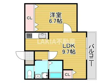 和 ハイツII(1K/4階)の間取り写真