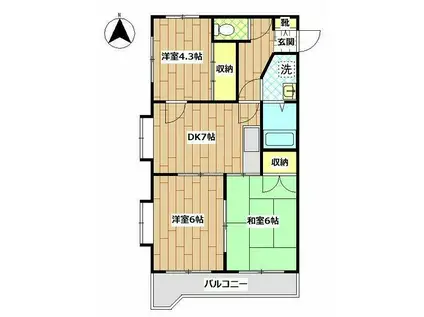 スペリアル吉田(3DK/2階)の間取り写真