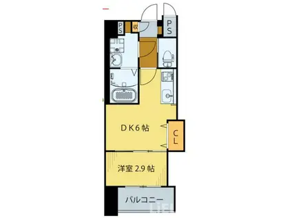 シェルグランデ原町(1DK/6階)の間取り写真