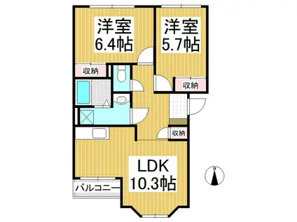 サスマル・パインツリー(2LDK/2階)の間取り写真