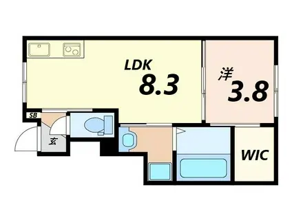 KUKUNA西蒲田(1LDK/1階)の間取り写真