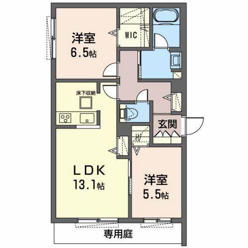 シャーメゾン飾磨区細江(2LDK/1階)の間取り写真