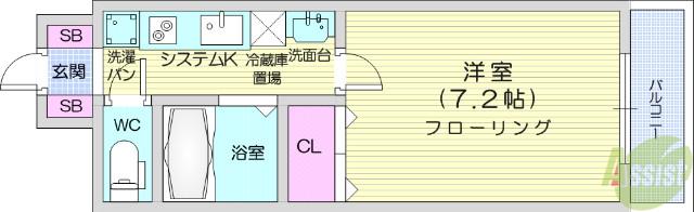 ソレイユハイツ泉中央(1K/5階)の間取り写真