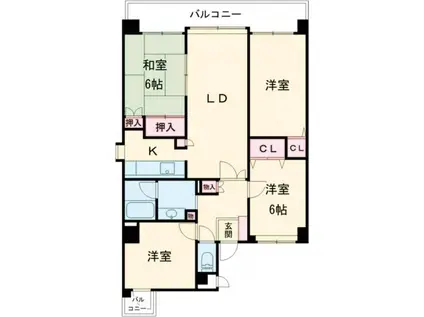 チサンマンション藤崎II(4LDK/4階)の間取り写真
