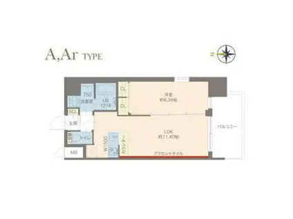 プレジオ城東(1LDK/5階)の間取り写真