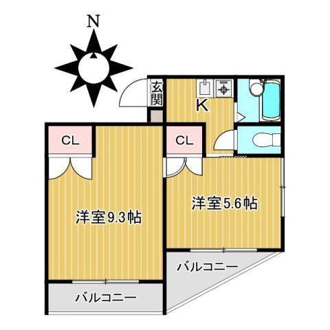 フジマツ第5ビル(2K/1階)の間取り写真