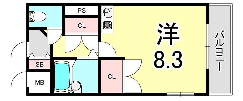 ヴィユ江上(ワンルーム/2階)の間取り写真