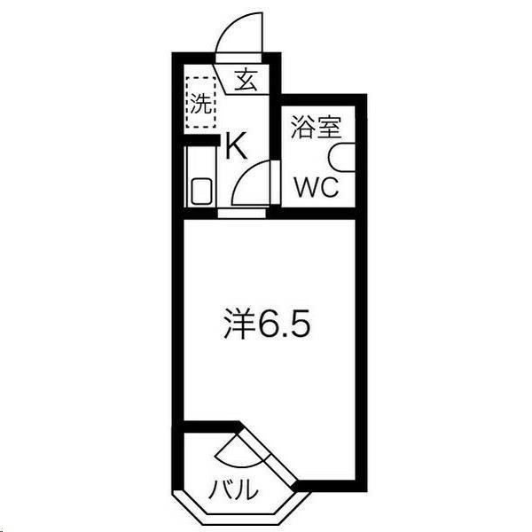 ベルシティ台原(1K/4階)の間取り写真
