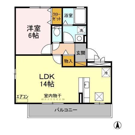 みどりのエアリーS(1LDK/1階)の間取り写真