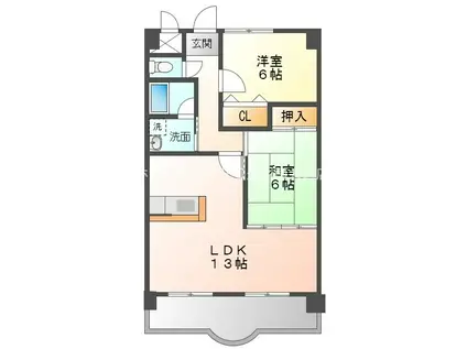 プランドールONE(2LDK/1階)の間取り写真