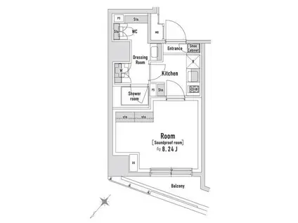 トラック八丁堀(1K/4階)の間取り写真