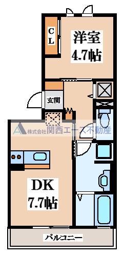 ボーセジュール(1DK/1階)の間取り写真