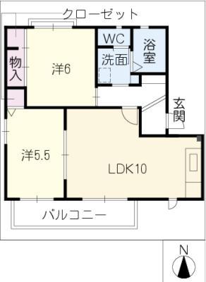 ルミナリエ 上重原 III(2LDK/2階)の間取り写真