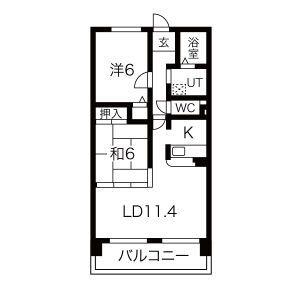 アネックス稲沢駅前(2LDK/3階)の間取り写真