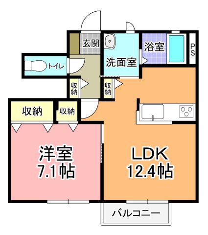 フォレスト富士山A(1LDK/1階)の間取り写真