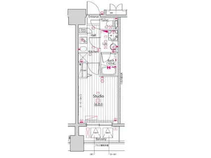 ガーラ・グランディ品川(1K/12階)の間取り写真