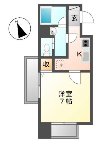 リエス鶴舞ウエスト TOWER(1K/7階)の間取り写真