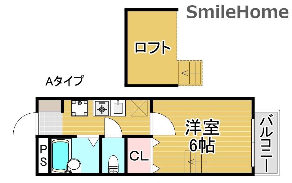 ハイム北加賀屋(1K/2階)の間取り写真