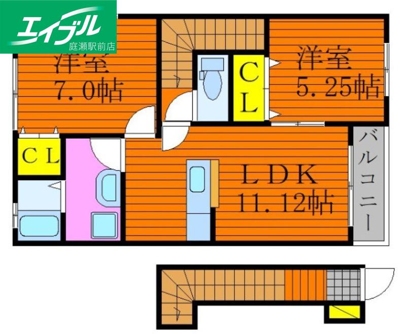 オレンジコート・T(2LDK/2階)の間取り写真