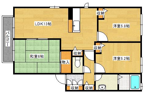 アガペハイム(3LDK/1階)の間取り写真