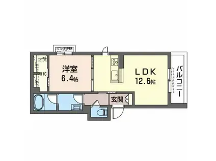 ウインドベル堺東(1LDK/2階)の間取り写真