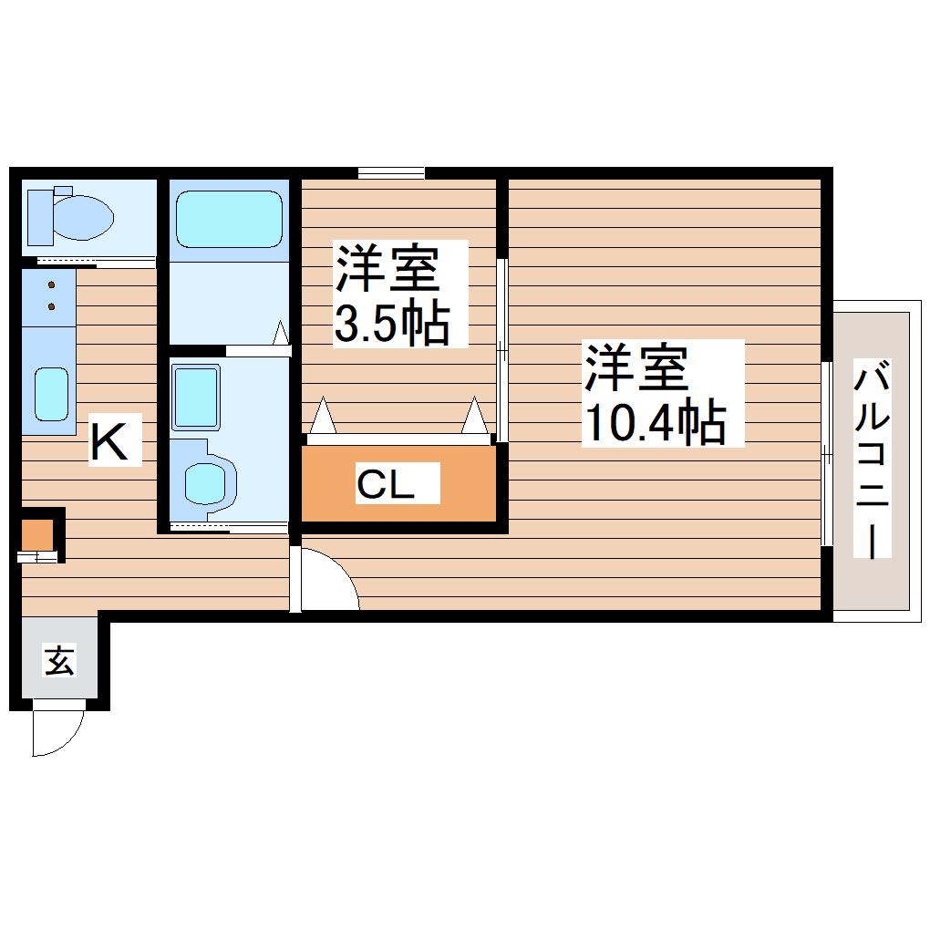 ブラン荒井B棟(2K/2階)の間取り写真