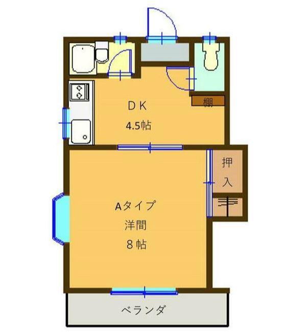 エステート鎌田I(1DK/1階)の間取り写真