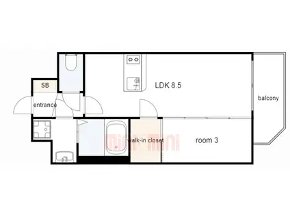 エスリードレジデンスグラン神戸三宮シティ(1LDK/15階)の間取り写真