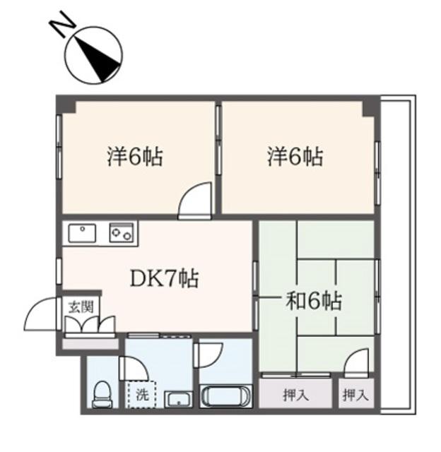 メゾンアンパー(3DK/3階)の間取り写真