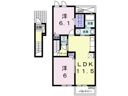 マリナ アーク ガーデンC(2LDK/2階)の間取り写真